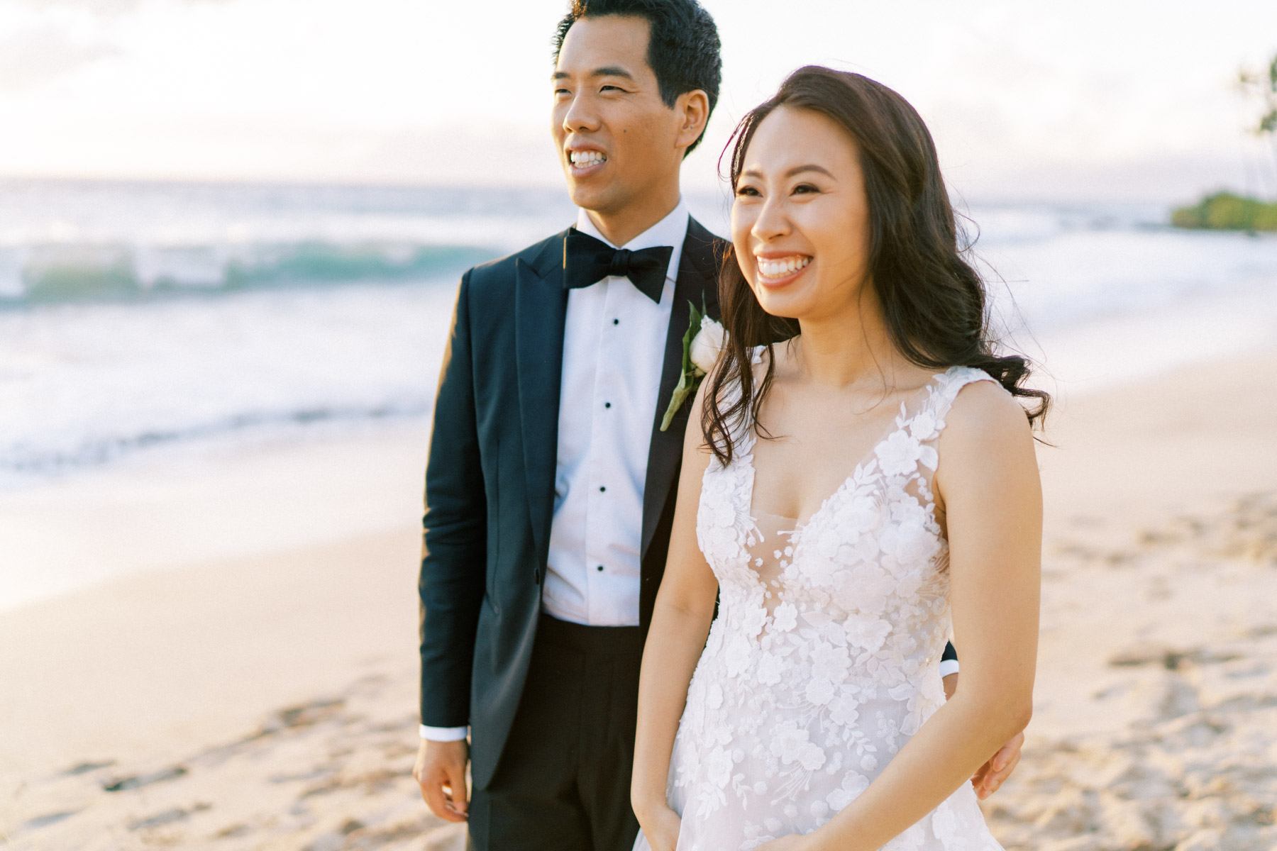 Happy Newlyweds at Destination Wedding In Hawaii