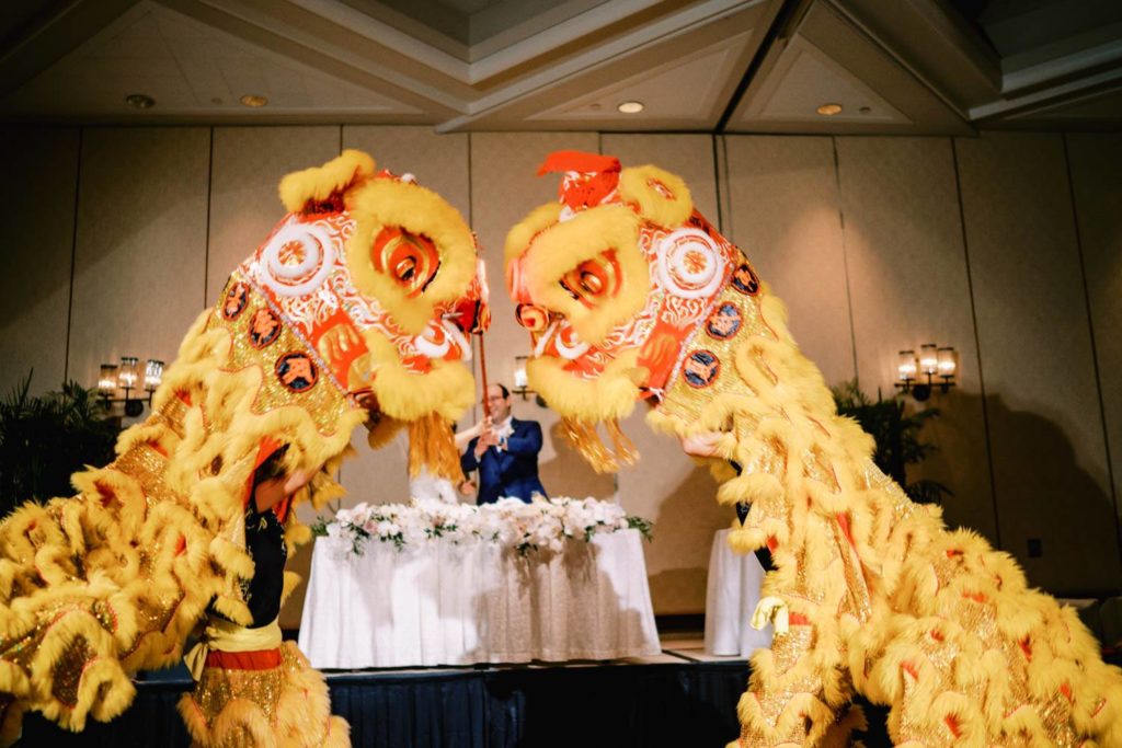 Chinese lion dance for Oahu Wedding at The Halekulani Hotel