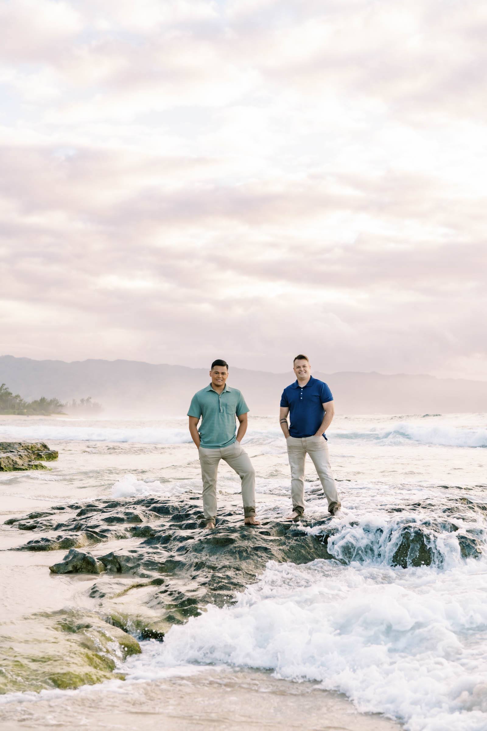 Oahu Engagement Session LGBTQ Gay Couple On Haleiwa Beach