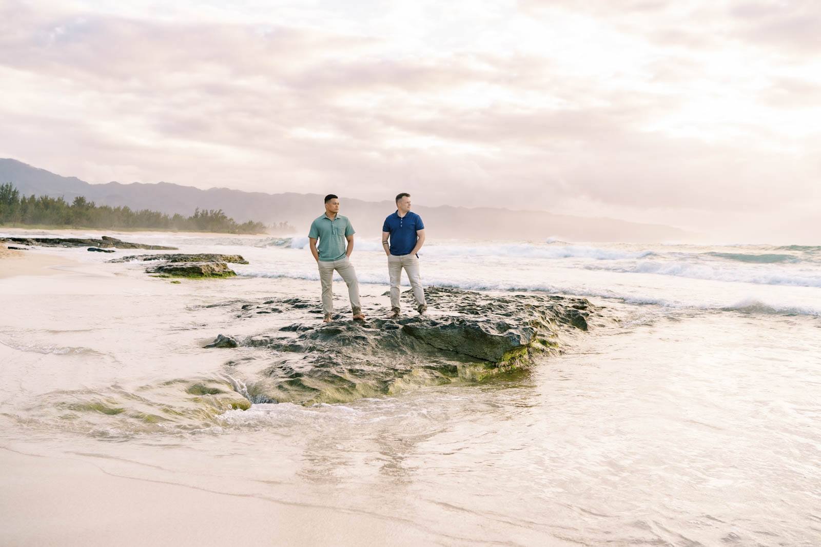 Oahu Engagement Session LGBTQ Gay Couple On Haleiwa Beach