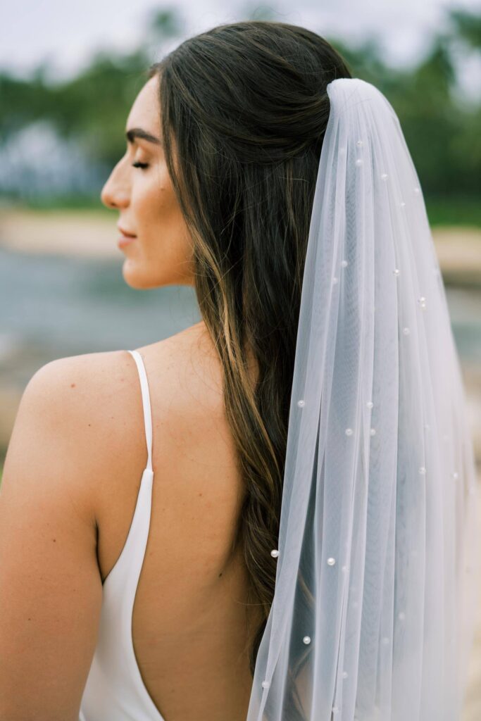 Intimate Elopement on Oahu Bride Portrait