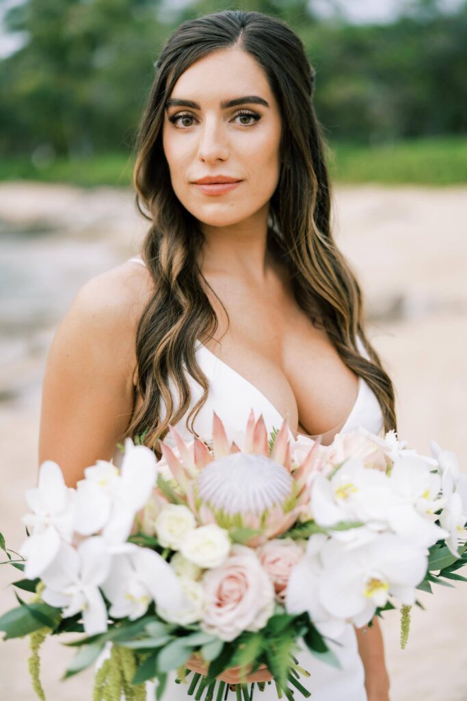 Intimate Elopement on Oahu Bride Portrait