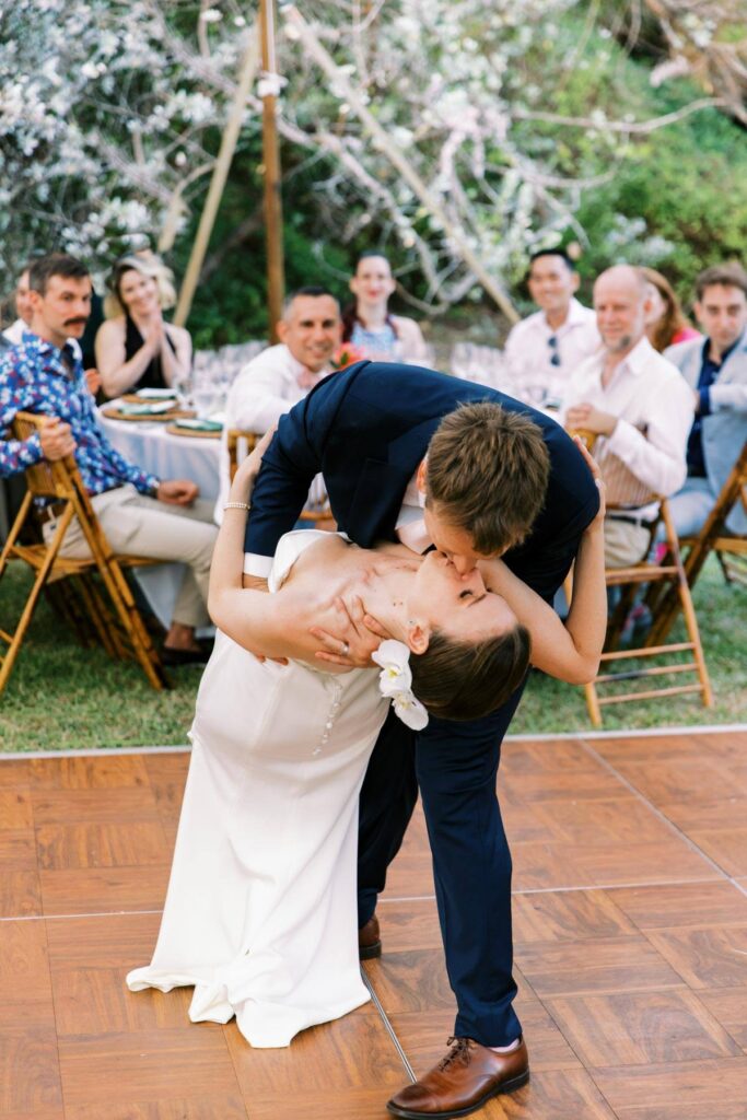Newlyweds first kiss on Kauai